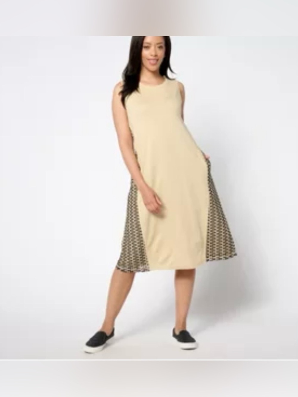 LOGO by Lori Goldstein Regular Raschel Knit Mix Tank Dress